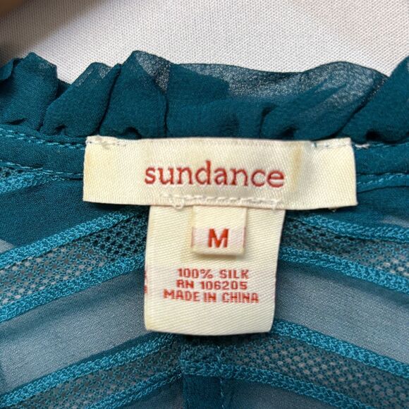 Sundance Women Sheer Ruffle 100% Silk Blouse Top Shirt Size Medium C037 -6 - Picture 5 of 14